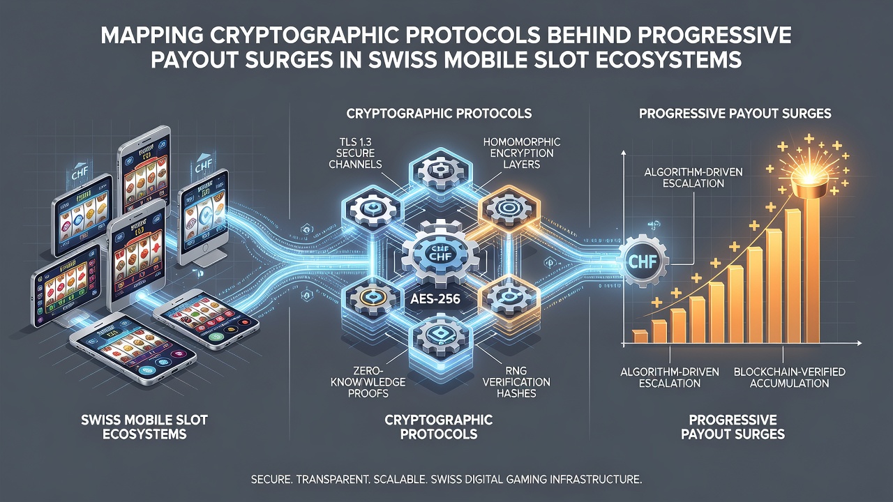 Flowchart showing data pathways and encryption checkpoints in progressive mobile slot payout systems